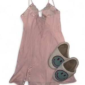 y2k cottagecore coquette Pink lace vintage slip dress